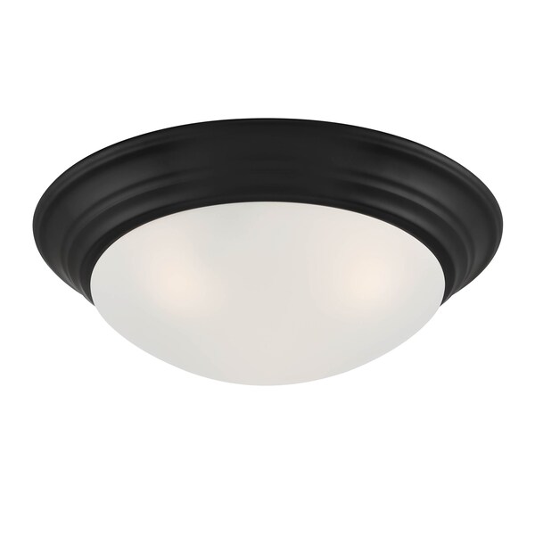 Designers Fountain Tap 16.75in 3-Light Matte Black Flush Mount with Etched Glass Shade 1360L-MB - main